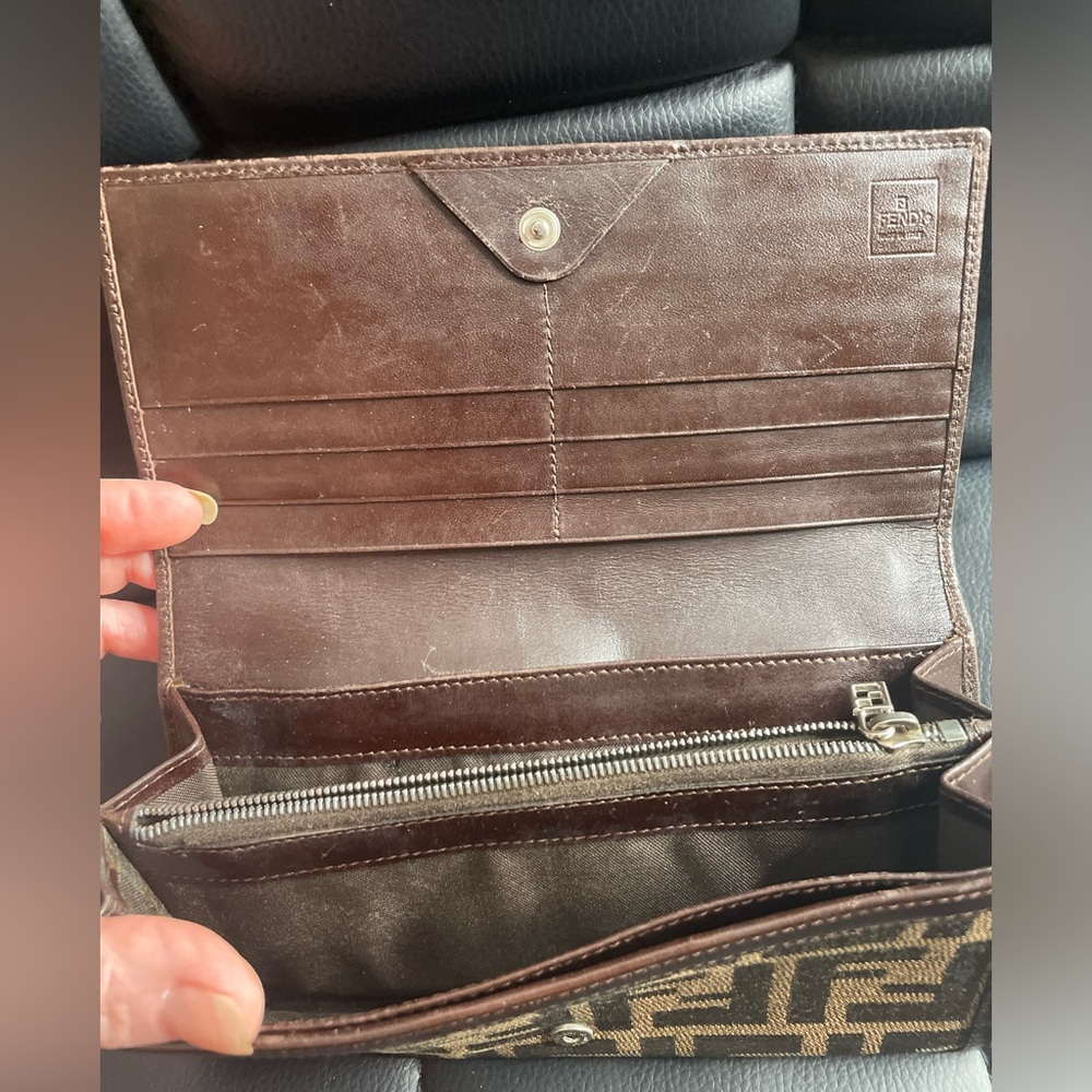 Authentic Fendi Zucca Canvas and Leather bifold 
Long Wallet - Picture 3 of 10